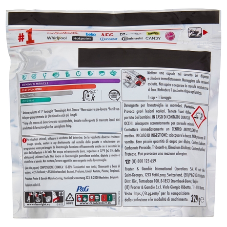 Fairy Pastiglie Lavastoviglie Platinum Plus All in One Miracle, Detersivo Piatti Limone 20 Caps 329g